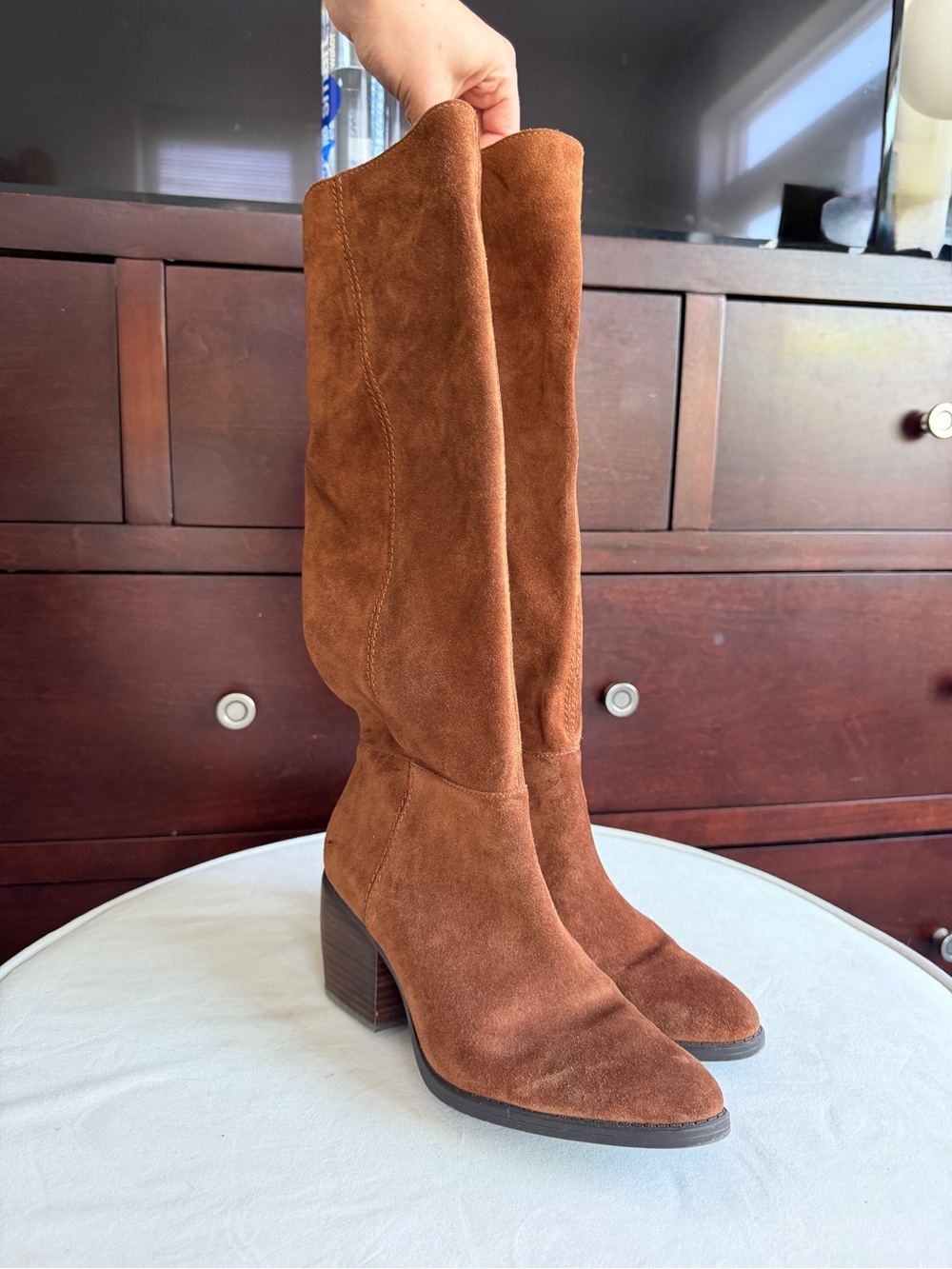 Naturalizer Chestnut Suede Knee-High Boots